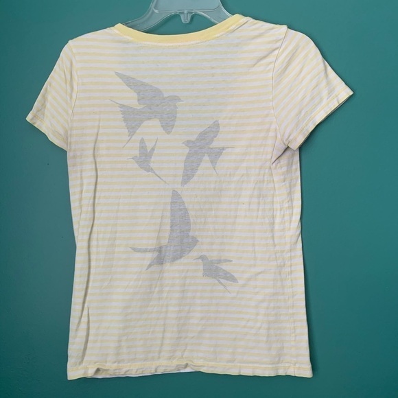 Old Navy Short Sleeve Yellow Stripe Shirt Birds XS - Picture 4 of 5